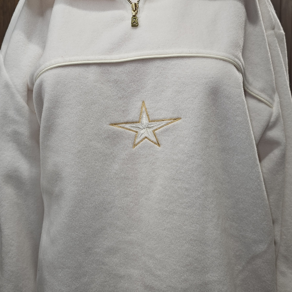 Bogner Cream White Star-Embroidered Half-Zip Sweatshirt